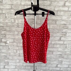 LOFT Red and White Fitted Camisole